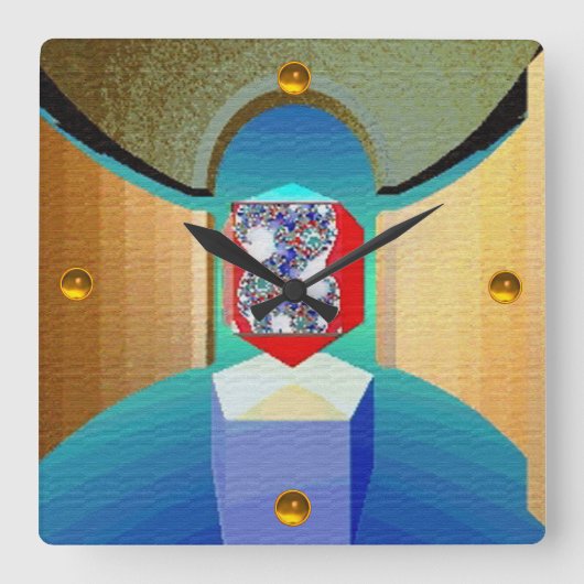 CHAOS UND BESTELLUNG TEMPLE Surreal Fraktal Art Quadratische Wanduhr (Vorderseite)