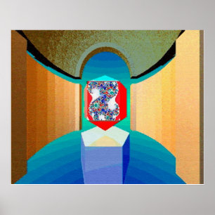 CHAOS UND ORDNUNG TEMPEL Surrealistische Fraktal-K Poster
