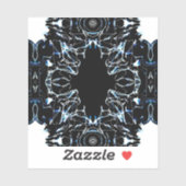 Chaotic Abstract Blue on Black and White Fluid Art Aufkleber (Blatt)