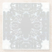 Chaotic Abstract Blue on Black and White Fluid Art Glasuntersetzer (Rückseite)