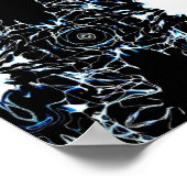 Chaotic Abstract Blue on Black and White Fluid Art Poster (Ecke)