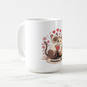Chaotic Cat Couple – Cute Whimsical Love Sticker Kaffeetasse (Vorderseite Links)
