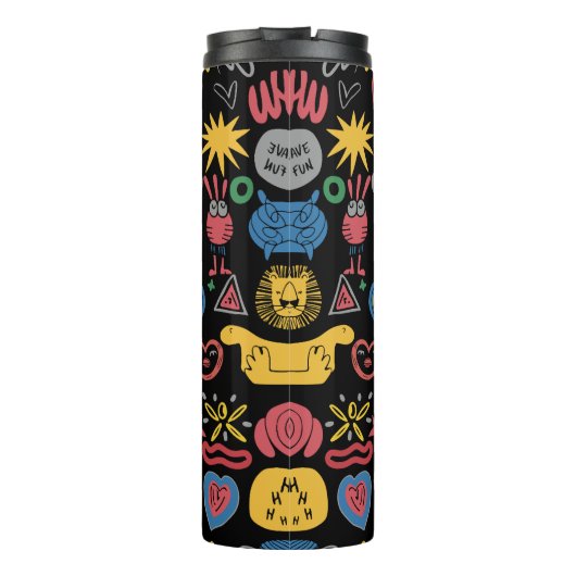 Chaotic Doodle Art Shirt - Spaß Abstrakter Sketch Thermosbecher (Rückseite)