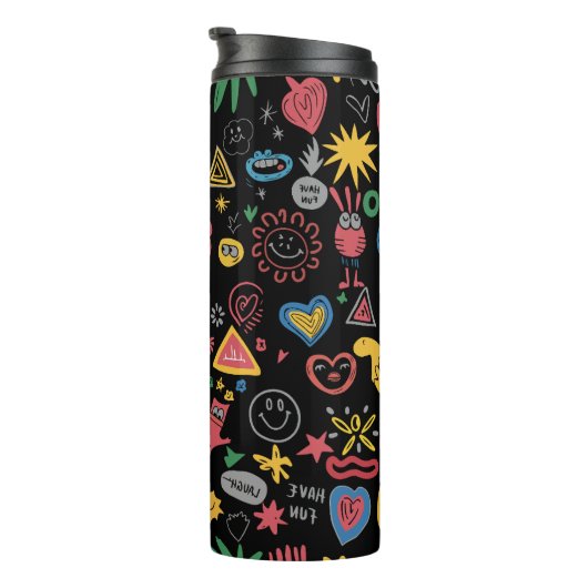 Chaotic Doodle Art Shirt - Spaß Abstrakter Sketch Thermosbecher (Nach rechts gedreht)