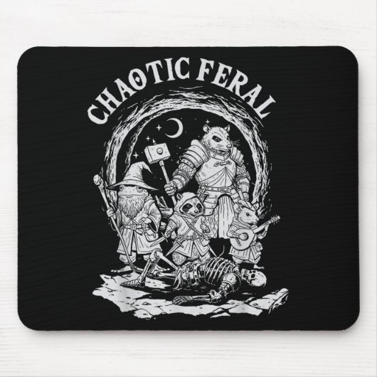 Chaotic Feral Funny Rpg Party Fantasy Animal Meme  Mousepad (Vorne)