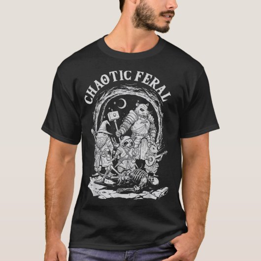 Chaotic Feral Funny Rpg Party Fantasy Animal Meme T-Shirt (Vorderseite)