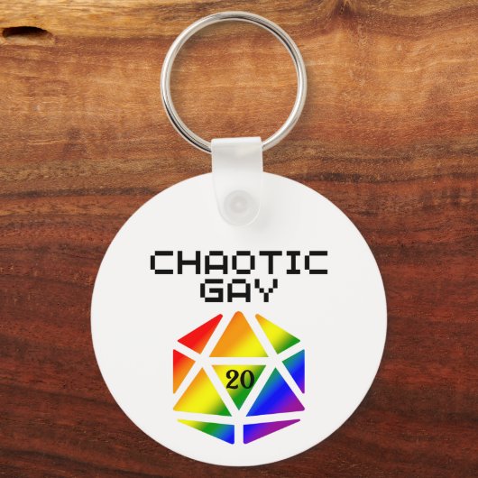 Chaotic Gay D20 - LGBTQ+ Pride DND Schlüsselanhänger (Rückseite)