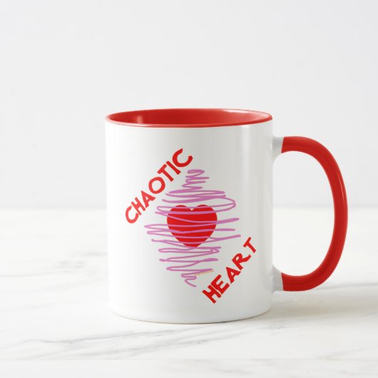 Chaotic Heart Red Liebe Pink Spiral Wilde Romance Tasse (Rechts)