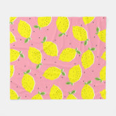 Chaotic Lemons Pink Polka: Zitrusmuster Fleecedecke (Vorderseite (Horizontal))