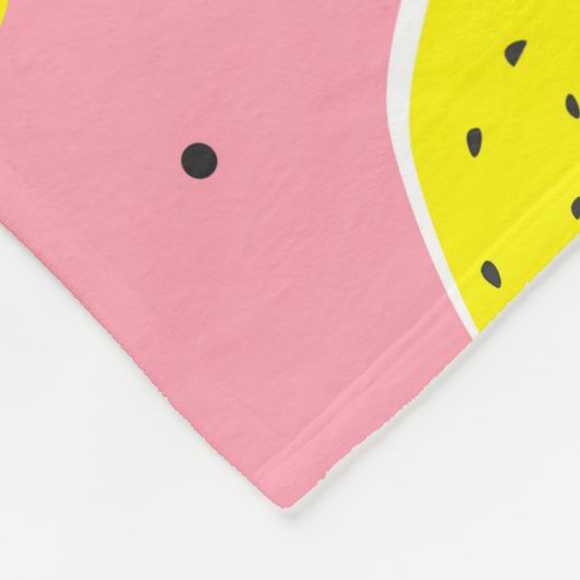 Chaotic Lemons Pink Polka: Zitrusmuster Fleecedecke (Ecke)