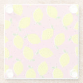 Chaotic Lemons Pink Polka: Zitrusmuster Glasuntersetzer (Rückseite)