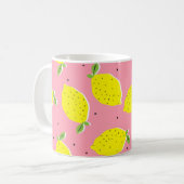 Chaotic Lemons Pink Polka: Zitrusmuster Kaffeetasse (Vorderseite Links)