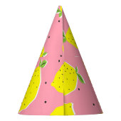 Chaotic Lemons Pink Polka: Zitrusmuster Partyhütchen (Rückseite)