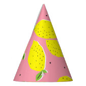 Chaotic Lemons Pink Polka: Zitrusmuster Partyhütchen (Links)