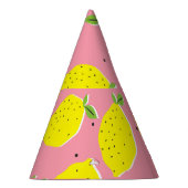 Chaotic Lemons Pink Polka: Zitrusmuster Partyhütchen (Rechts)