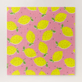 Chaotic Lemons Pink Polka: Zitrusmuster Puzzle (Horizontal)