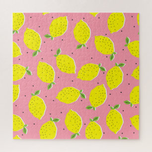 Chaotic Lemons Pink Polka: Zitrusmuster Puzzle