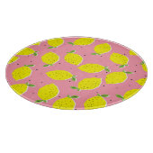 Chaotic Lemons Pink Polka: Zitrusmuster Schneidebrett (Ecke)