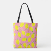 Chaotic Lemons Pink Polka: Zitrusmuster Tasche (Rückseite)