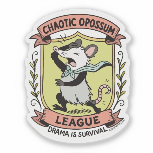 Chaotic Opossum League Wappen mit Funny Drama Aufkleber (Vorderseite)