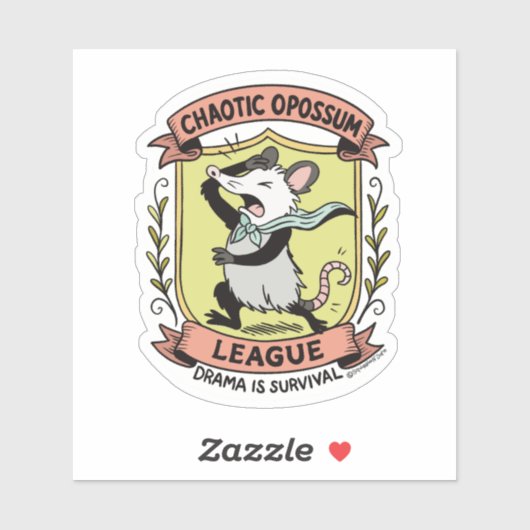 Chaotic Opossum League Wappen mit Funny Drama Aufkleber (Blatt)