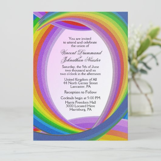 Chaotic Rainbow Wedding Einladungen (Stehend Vorderseite)