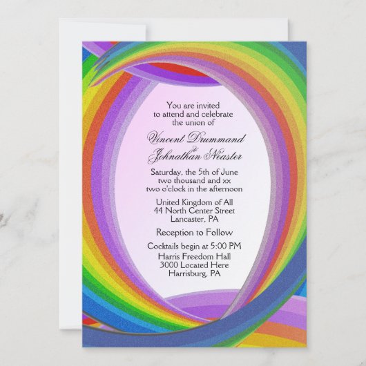 Chaotic Rainbow Wedding Einladungen (Vorderseite)