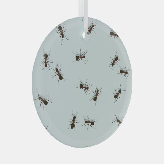 Chaotic Red Ants Stilvolles Muster Ornament Aus Glas (Vorderseite Rechts)