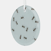 Chaotic Red Ants Stilvolles Muster Ornament Aus Glas (Vorderseite links)