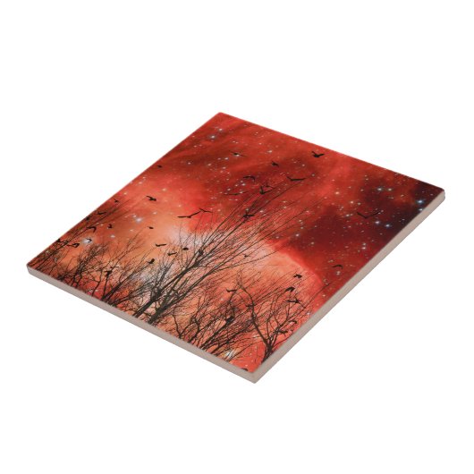 Chaotic Red Celestial Night Fliese (Seite)