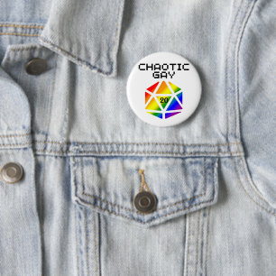 Chaotisch Gay D20 – LGBTQ+ Pride DND Button