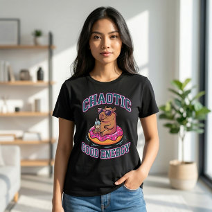 Chaotisch Gute Energie Capybara Donut Schwimmhilfe T-Shirt