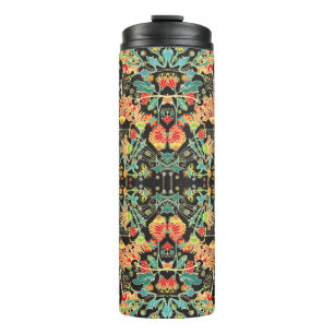 Chaotische Blüte: Vintages abstraktes Muster. Thermosbecher