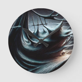 Chaotische dunkle Meere, die von den Sturmwinden g Runde Wanduhr