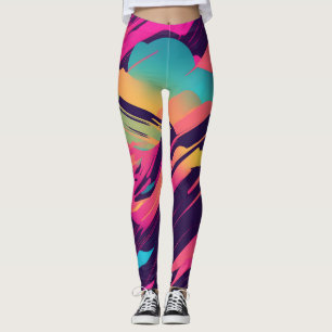 Chaotische Kurven   Funky Synthwave Leggings