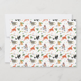 Chaotische Weihnachtsfeier der Katzen Feiertagskarte