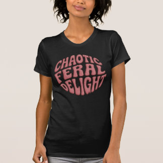 Chaotische wilde Freude - rosa falsche Stickerei T-Shirt