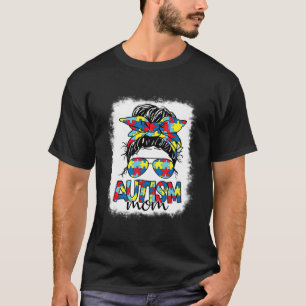 Chaotischer Dutt Puzzle Autism Mom Bewusstseinsmon T-Shirt