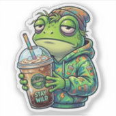 Chaotischer Kaffeefrosch-Aufkleber Aufkleber (Vorderseite)