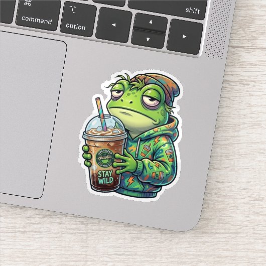Chaotischer Kaffeefrosch-Aufkleber Aufkleber (Detail)