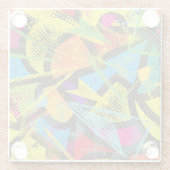 Chaotischer Neon: Abstraktes Graffiti-Muster. Glasuntersetzer (Rückseite)