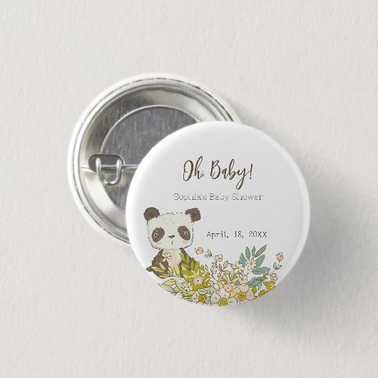 Chapa Baby Shower Panda Button (Vorne & Hinten)