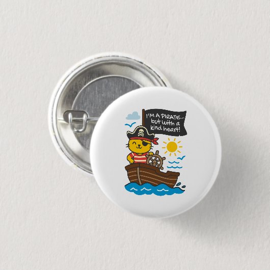 Chapa gato pirata – Soy un pirata… ¡pero con buen  Button (Vorne & Hinten)