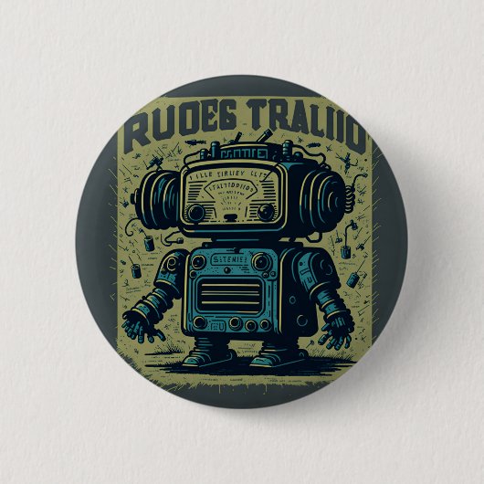 Chapa Redonda De 5 cm Vintager Roboter Button (Vorderseite)