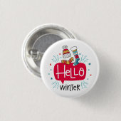 chapa redonda navideña hello winter button (Vorne & Hinten)