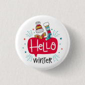 chapa redonda navideña hello winter button (Vorderseite)