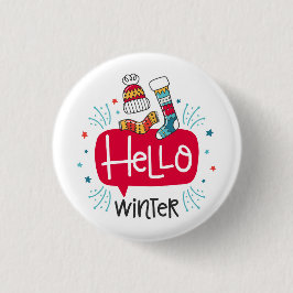 chapa redonda navideña hello winter button