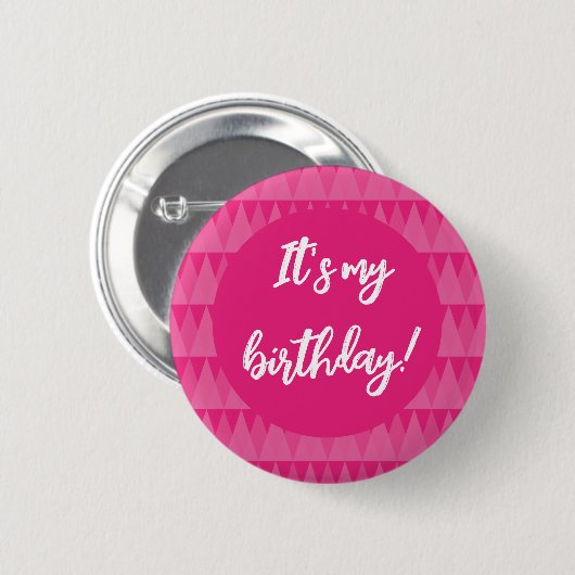 Chapa rosa cumpleaños button (Vorne & Hinten)