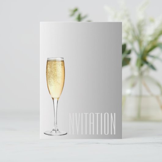 Chapaine Sparkling Weinglas Grau Vanilla Einladung (Stehend Vorderseite)