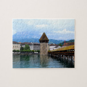 Chapel Bridge - Mt. Pilatus - Luzern Switzerland Puzzle